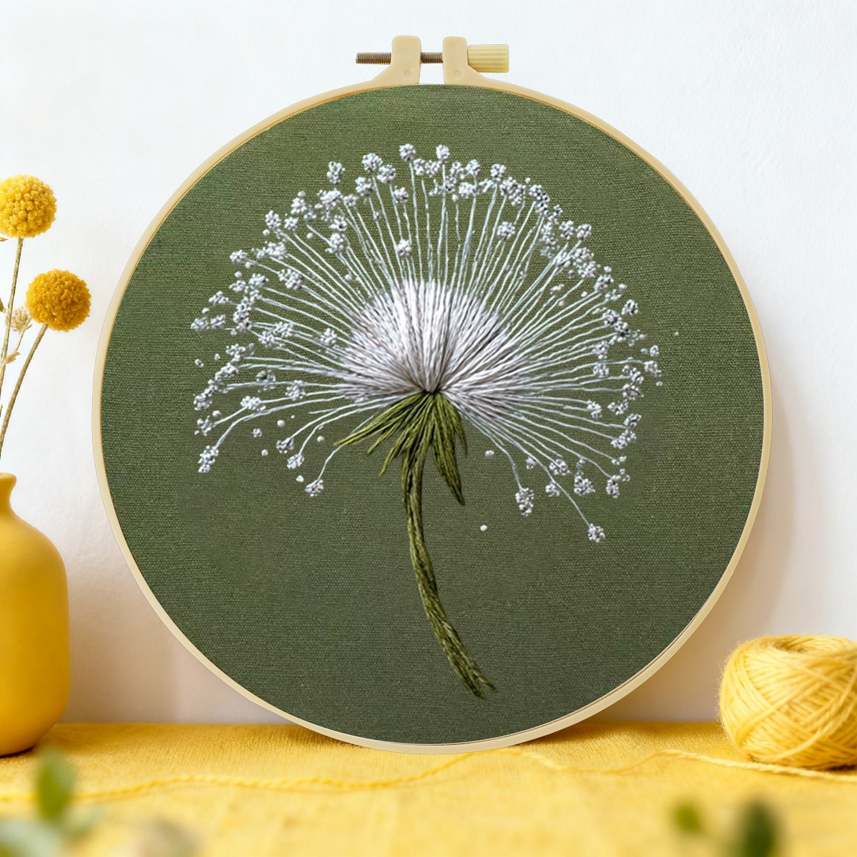 Home Textiles Discount - 1個 20X20CM/15X15CM 7.87/6.3インチ タンポポ刺繍スターターキット DIYキット DIY刺繍キット