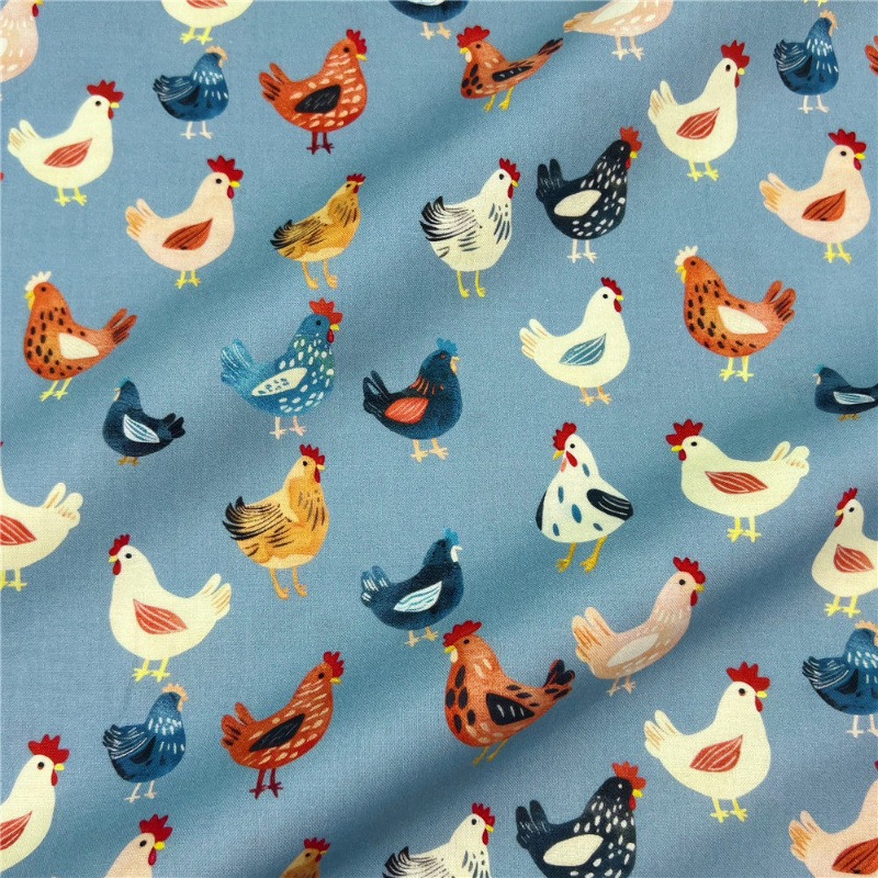 Home Textiles Discount - ブルーロースタープリント綿平織り生地手作りドレス袍子供服家の装飾 DIY クラフトテキスタイル生地