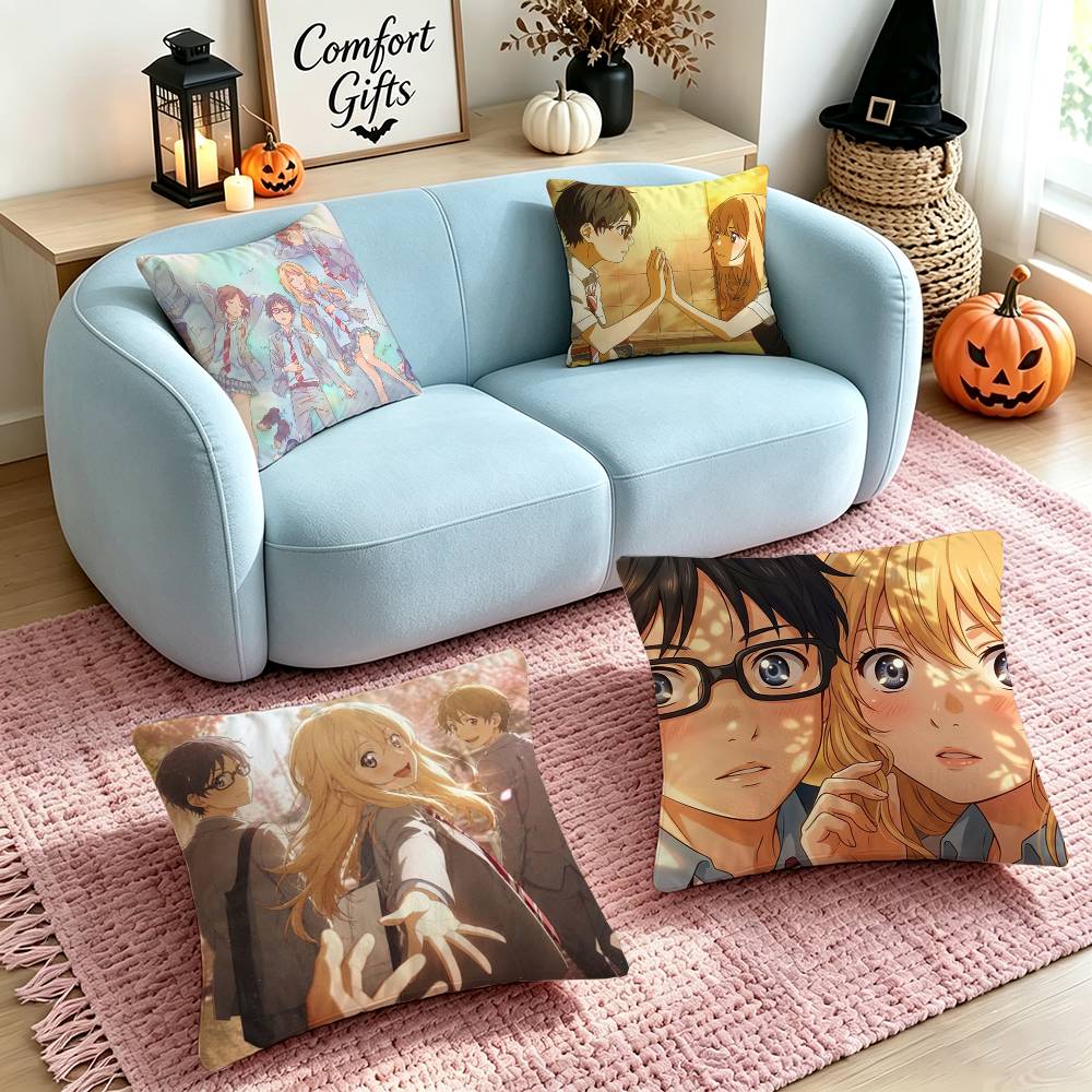 Your Home Textiles - アニメ「君の名は。」の枕カバー、正方形、両面プリント、ソファ用クッションカバー、寝室用、ベッドサイド枕