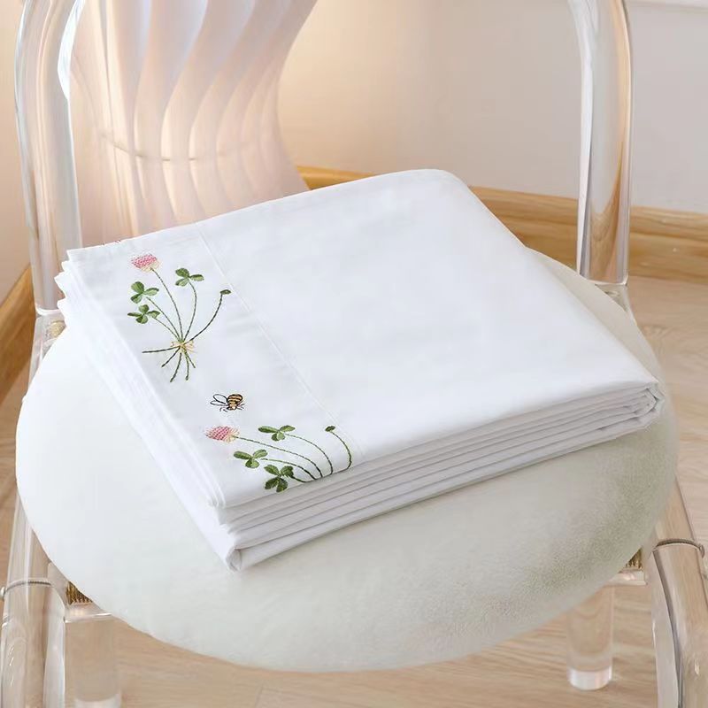 Home Textiles Luxury - 純白の寝具シート,花が刺繍されたベッドシーツ,綿100% の寝具,豪華なベッドカバー,テキスタイル,クイーンサイズ