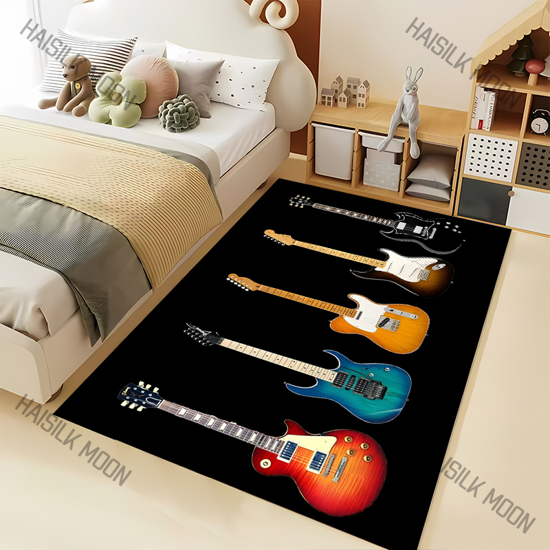 Home Textiles Luxury - 音楽愛好家ロックギターパターンカーペットリビングルームベッドルームソファ家の装飾ノンスリップフロアマット大型高級ギフト