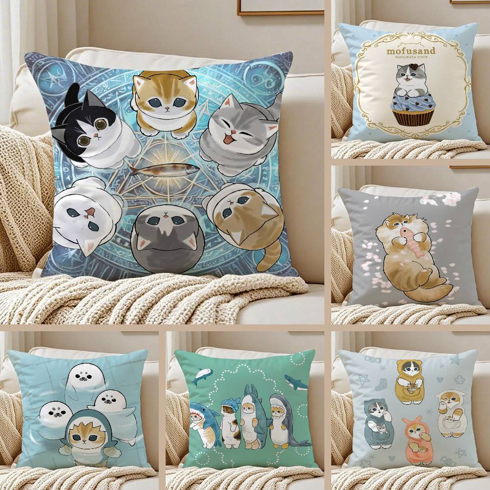 Home Textiles Luxury - 高級で可愛いモフサンド猫柄枕カバー 防ダニ 隠しファスナー ソファベッド用