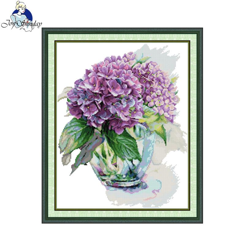 Home Textiles Discount - 喜び日曜日クロスステッチキットアジサイ HD パターンアイーダ 16CT 14CT 11CT