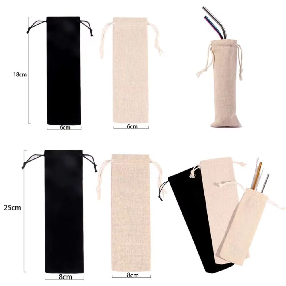 Home Textiles Store - 多機能コットンリネンドローストリングポケット防塵ストロー収納バッグカトラリーオーガナイザーホーム