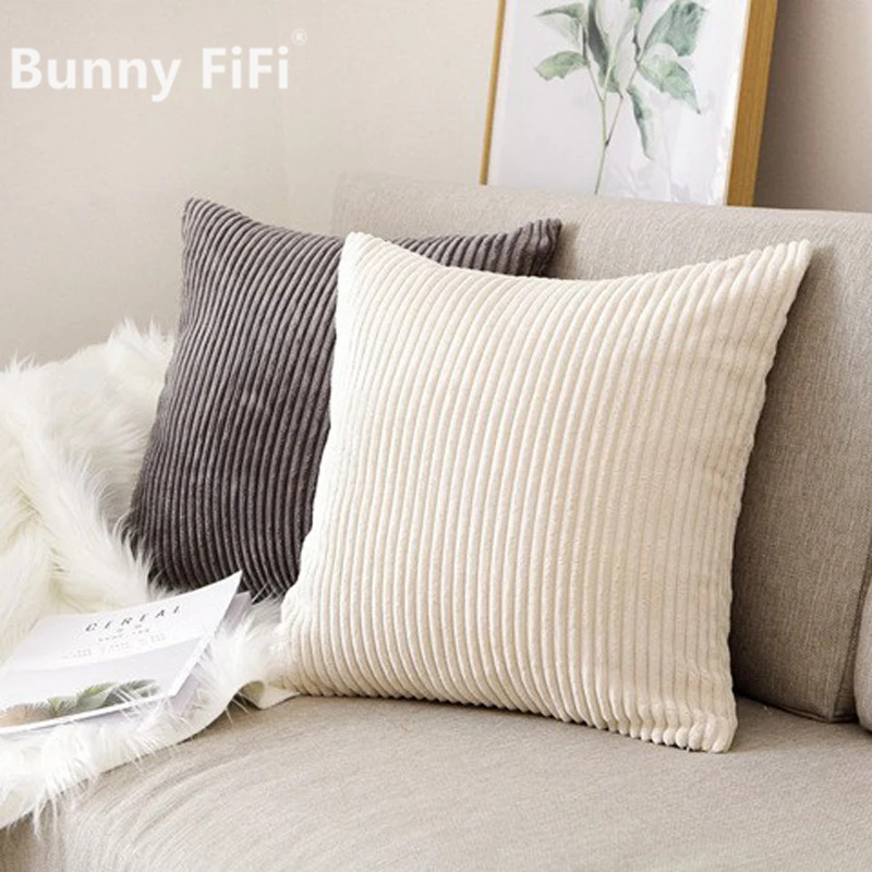 Pillow Cover 20X20 - コーデュロイストライプクッションカバー 30 × 50/40/45/50/55/60 センチメートルソフト快適なスロー枕ケースリビングルームのソファ家の装飾