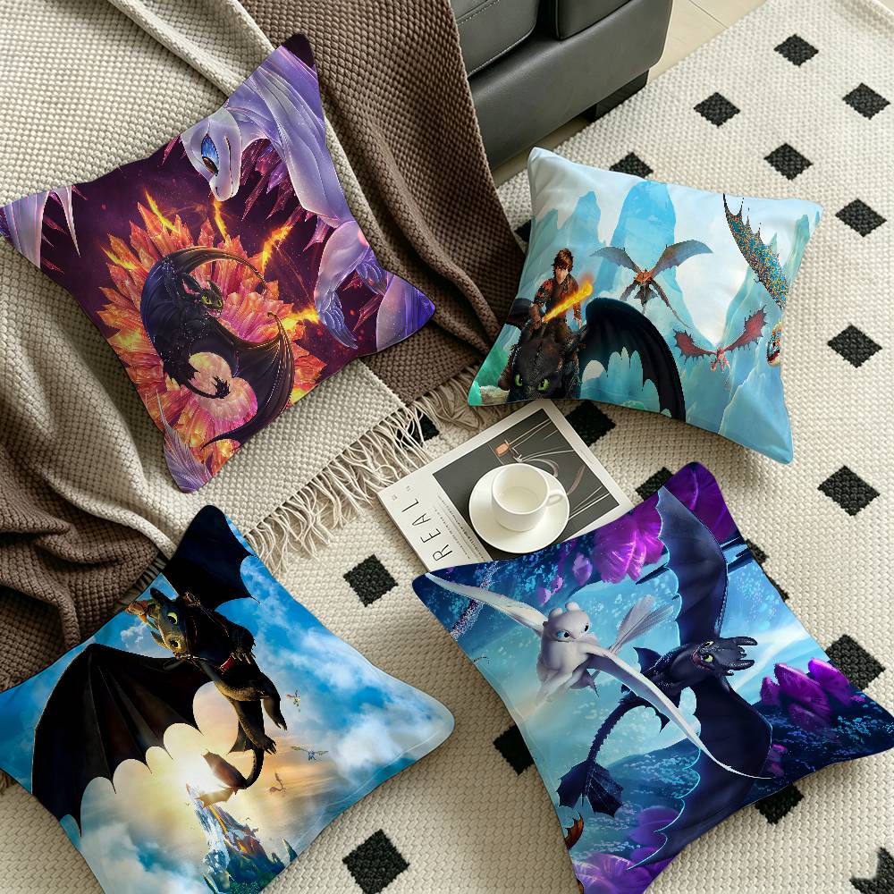 Your Home Textiles - H-ドラゴンのイラストが描かれた枕カバー。お部屋やオフィス、寝室、ソファ、車など、様々な場所で使えるデコレーションアイテム。プレゼントにも最適。サイズ：45x45。