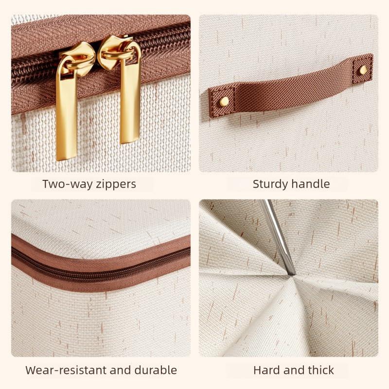 コットンリネン製折りたたみ式衣類収納ボックス、ジッパー付き蓋 - Home Textiles Store のレビューと価格