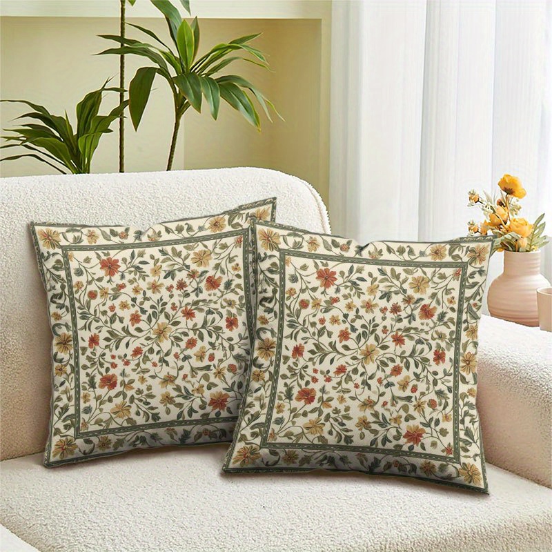 1pc ヴィンテージボーダーフローラルスローピローカバー、2 - Pillow Cover 20X20 のレビューと価格