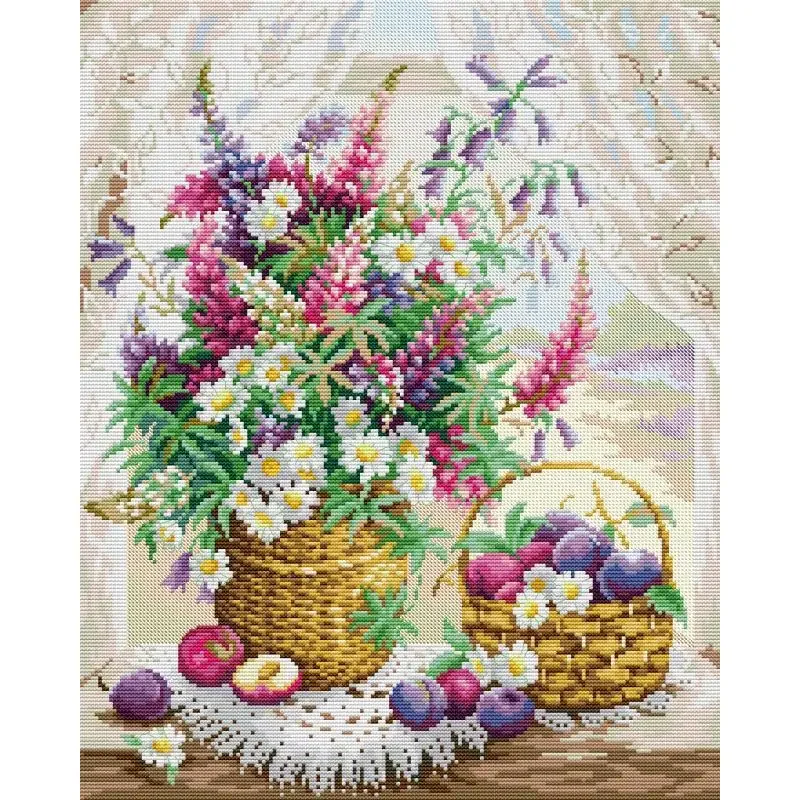 窓枠フラワーバスケット花柄クロスステッチアイーダ 14ct  - Home Textiles Discount のレビューと価格