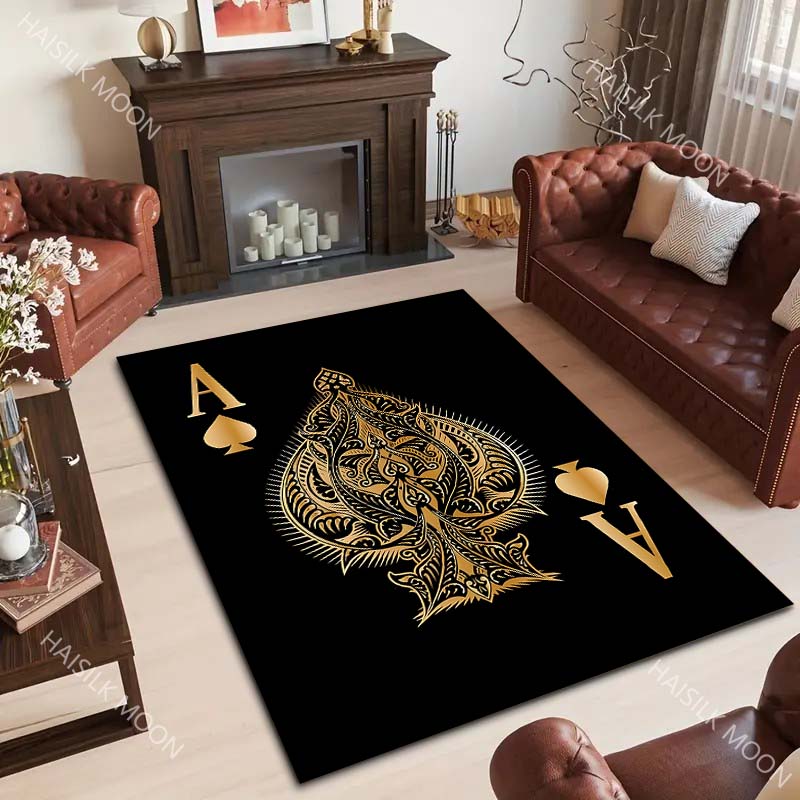 6種類の黒のトランプ「スペードのエース」柄のカーペット、リビ - Home Textiles Luxury のレビューと価格