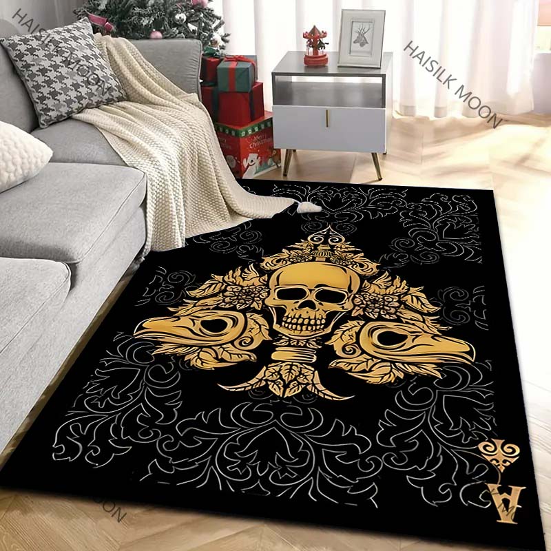 6種類の黒のトランプ「スペードのエース」柄のカーペット、リビ - Home Textiles Luxury のレビューと価格