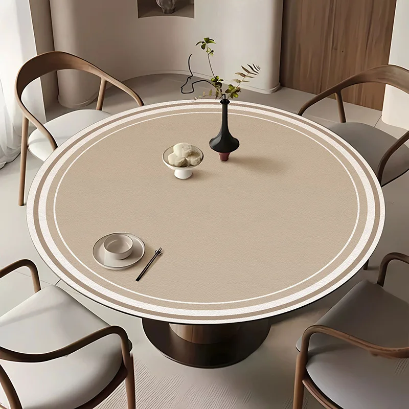 北欧風オイルプルーフ円形テーブルクロス PVCレザープリント - Home Textiles Today News のレビューと価格