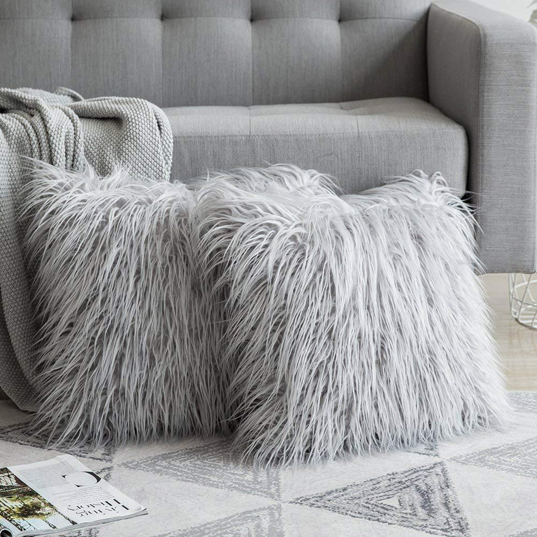長くて柔らかい毛皮の枕カバー,豪華な正方形の豪華な枕カバー, - Home Textiles Luxury のレビューと価格