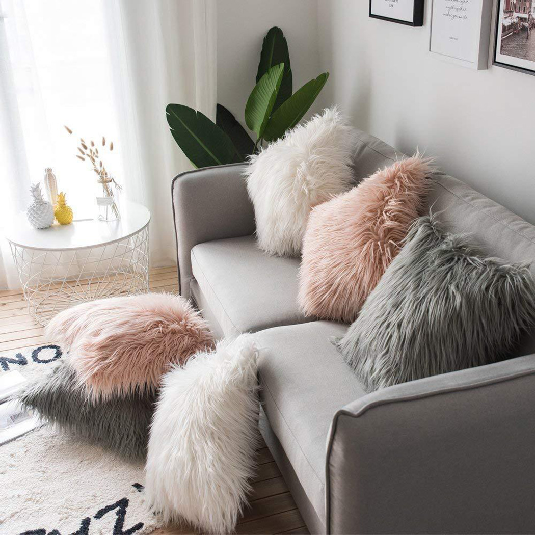 長くて柔らかい毛皮の枕カバー,豪華な正方形の豪華な枕カバー, - Home Textiles Luxury のレビューと価格