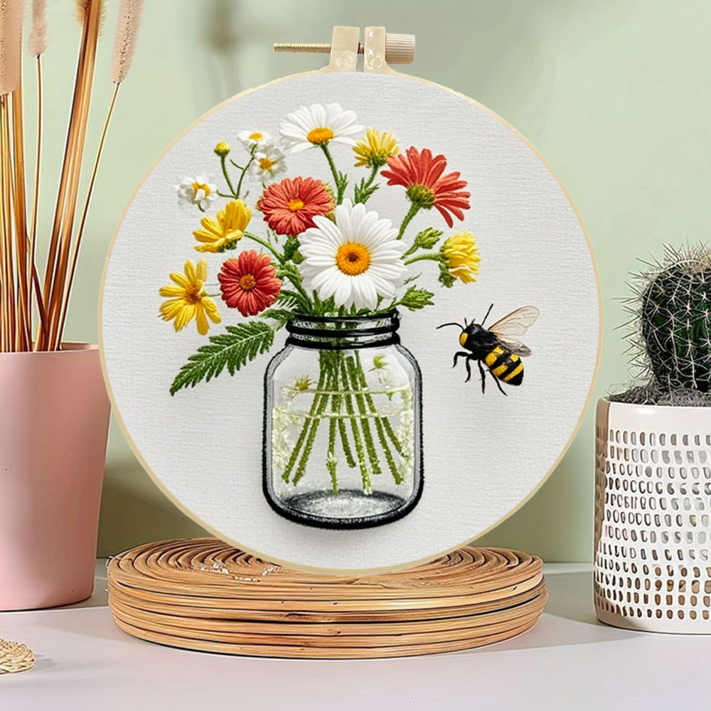 1 個 Diy 刺繍キットデイジーフラワーフープ縫製針付き家 - Home Textiles Discount のレビューと価格