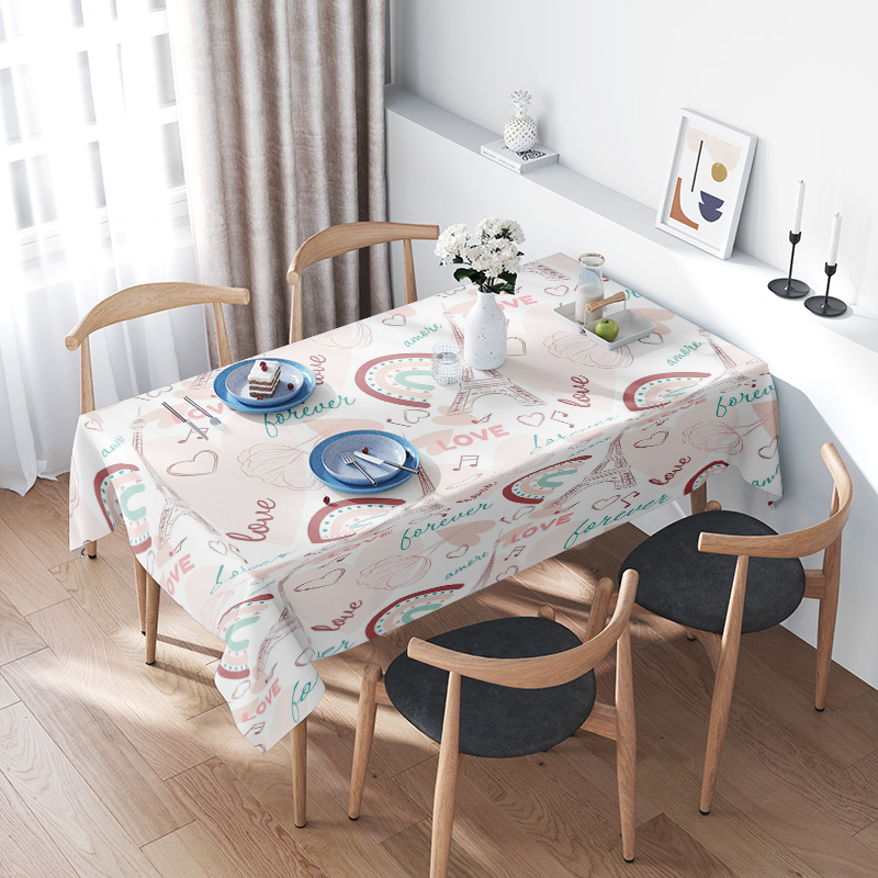 愛のデザインのマルチカラーのロマンチックなテーブルクロス 今 - Your Home Textiles のレビューと価格