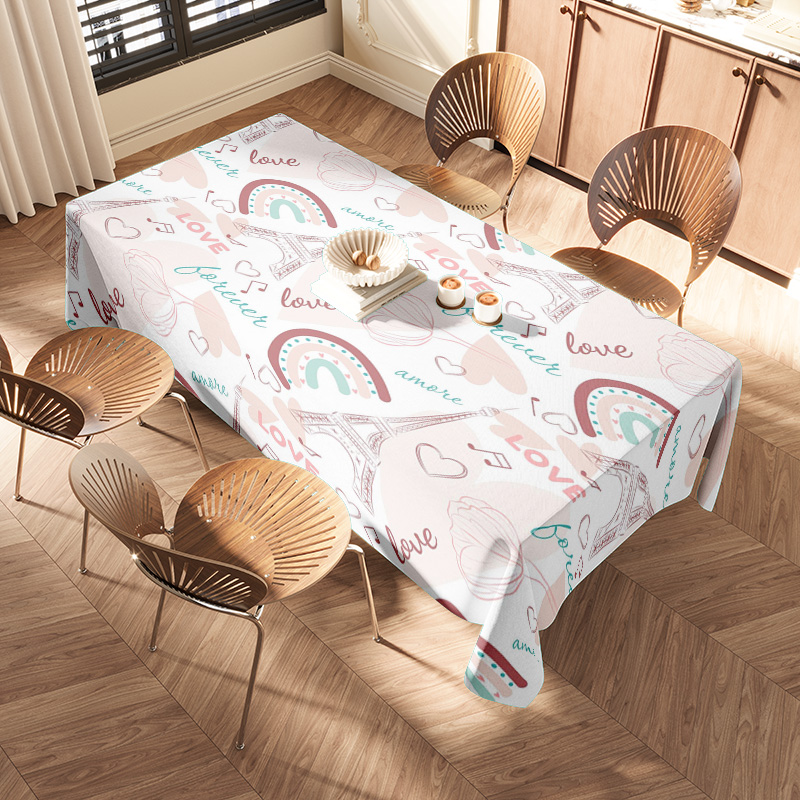 愛のデザインのマルチカラーのロマンチックなテーブルクロス 今 - Your Home Textiles のレビューと価格