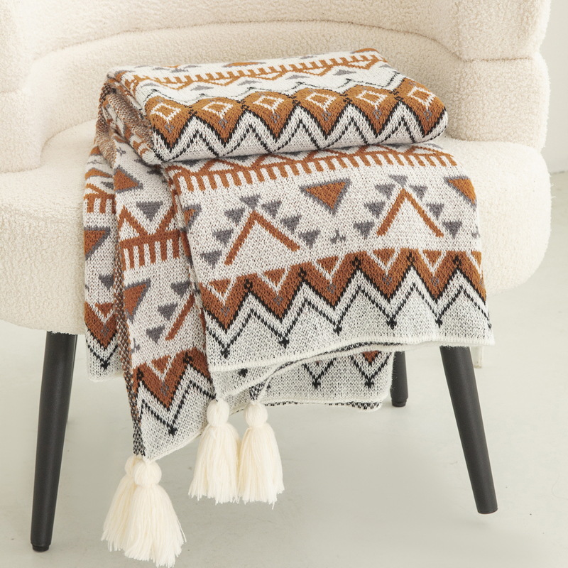 ボヘミアンスタイルプリントニットブランケット高級肌に優しいシ - Home Textiles Luxury のレビューと価格