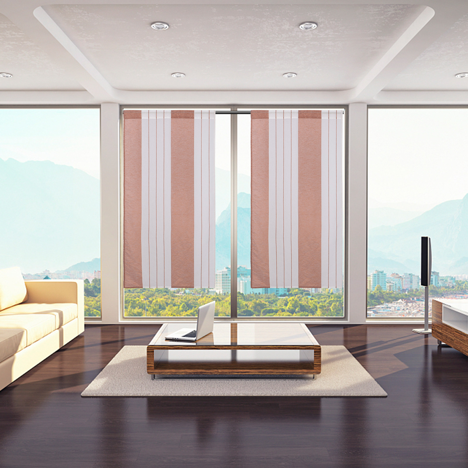 多色ストライプのボイルカーテン。ミニマリストでモダンなデザイ - Curtain Sheer Voile のレビューと価格