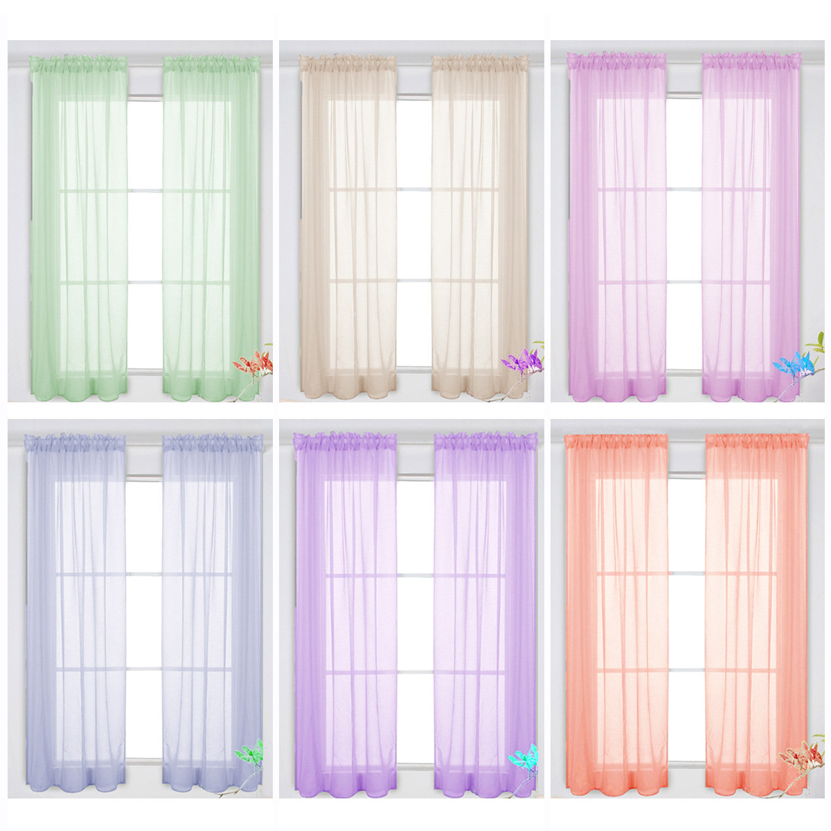 無地の赤い半透明の窓用カーテン、ベッドルームや結婚式に最適な - Curtain Sheer Voile のレビューと価格