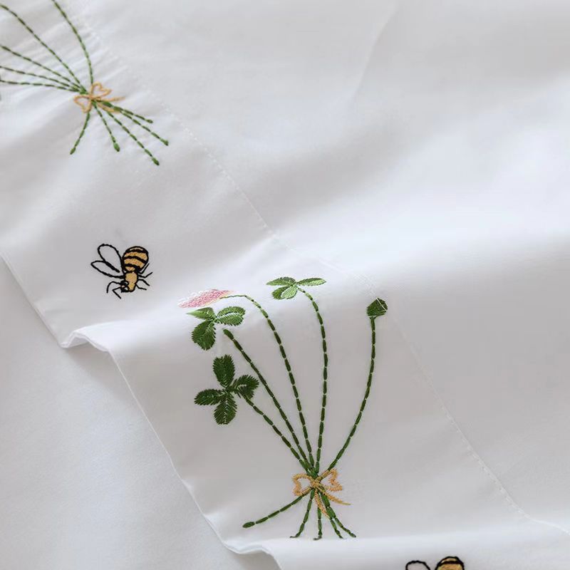 純白の寝具シート,花が刺繍されたベッドシーツ,綿100% の - Home Textiles Luxury のレビューと価格