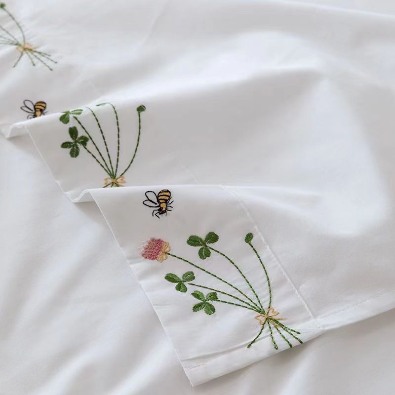 純白の寝具シート,花が刺繍されたベッドシーツ,綿100% の - Home Textiles Luxury のレビューと価格