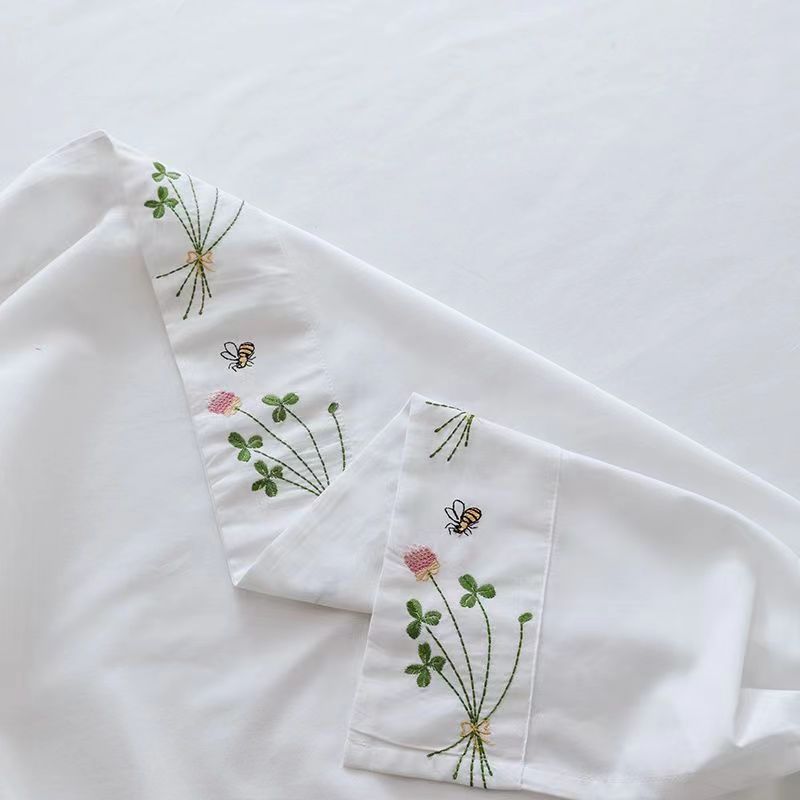 純白の寝具シート,花が刺繍されたベッドシーツ,綿100% の - Home Textiles Luxury のレビューと価格