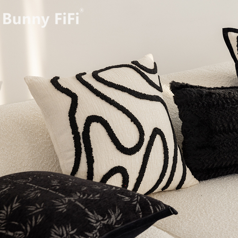 ブラックシリーズループベルベットクッションカバー高級モダンシ - Pillow Cover 20X20 のレビューと価格