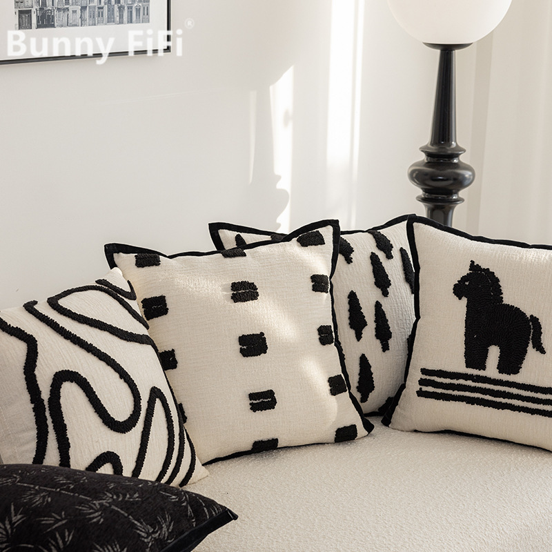 ブラックシリーズループベルベットクッションカバー高級モダンシ - Pillow Cover 20X20 のレビューと価格