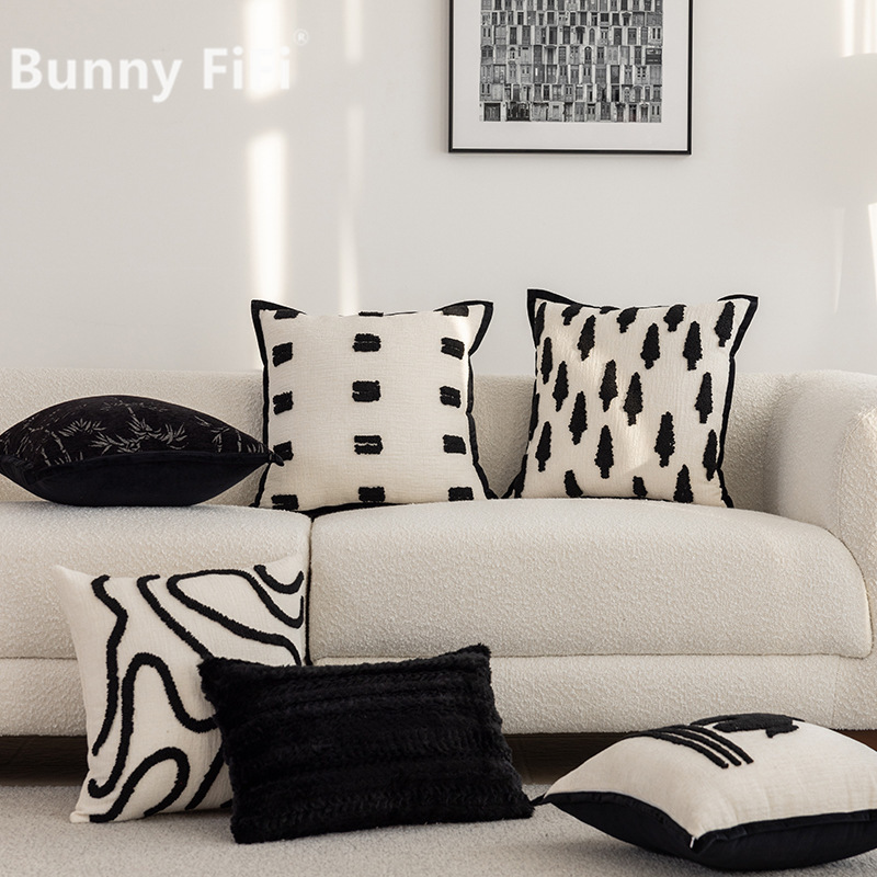 ブラックシリーズループベルベットクッションカバー高級モダンシ - Pillow Cover 20X20 のレビューと価格