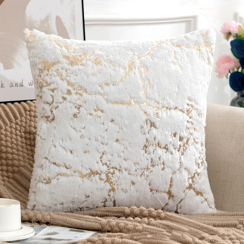 豪華なゴールデンファークッションカバーホワイト43x43装飾 - Pillow Cover 20X20 のレビューと価格