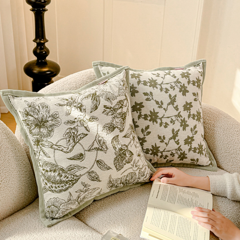 北欧風シェニールジャカードベルベットグリーンクッションカバー - Pillow Cover 20X20 のレビューと価格
