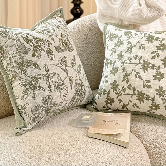 北欧風シェニールジャカードベルベットグリーンクッションカバー - Pillow Cover 20X20 のレビューと価格